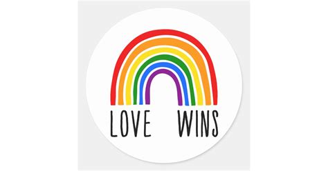 Love Wins Rainbow Classic Round Sticker Zazzle