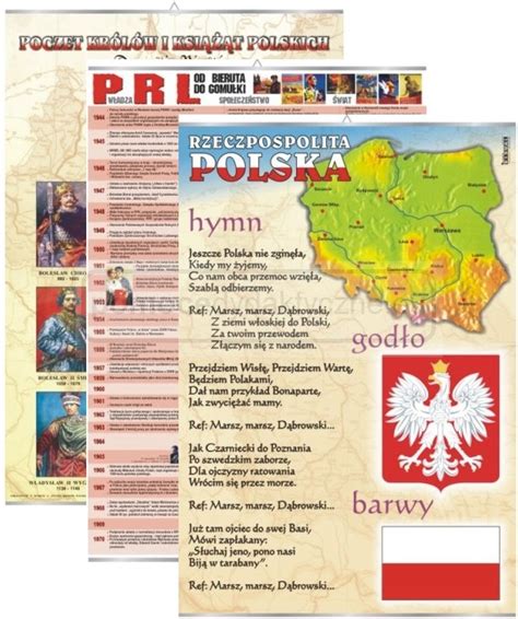 HISTORIA historia i kultura Polski godło 17 sztuk zestaw plansz