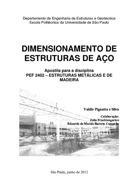 Pdf Dimensionamento De Estruturas De AÇo Apostila Para A Disciplina Pef 2402 Estruturas