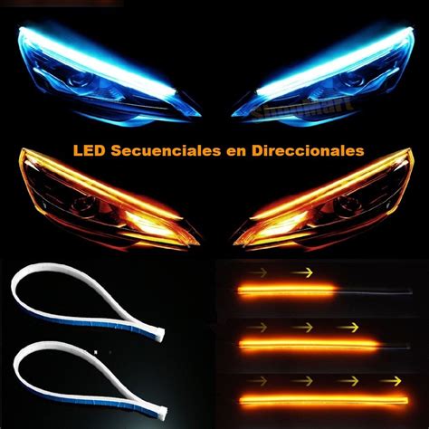 Tira Led Secuencial Direccional Auto Faros Drl Par Cm Royaltycarcustoms