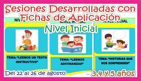 Sesiones Desarrolladas del 22 al 26 de agosto para niños de 3 4 y 5