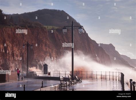 Sidmouth, Devon, 10th Apr 2016. UK Weather: Turbulent seas along the ...