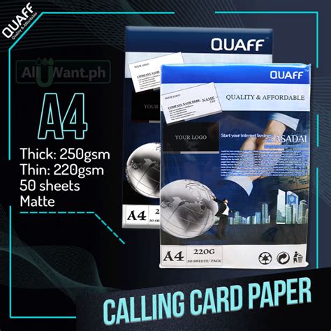 Quaff Calling Card Paper Matte A Size Gsm Gsm Sheets