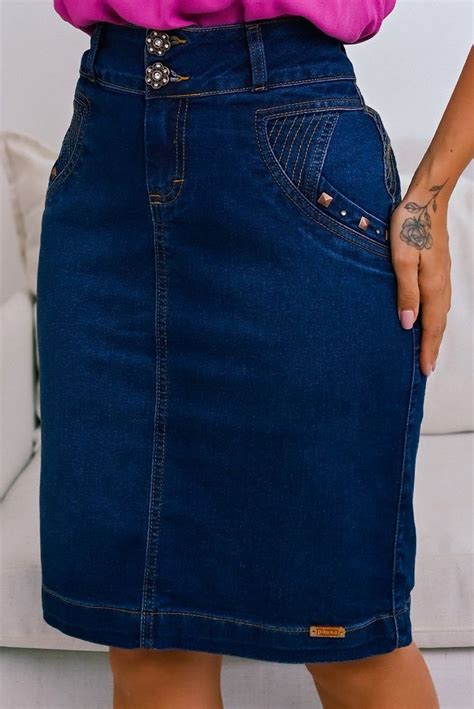 Saia Jeans Azul Secret Ria Isadora Pikuxa Saias Jeans Azuis Roupas