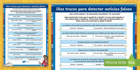 Póster Diez Trucos Para Detectar Noticias Falsas Twinkl