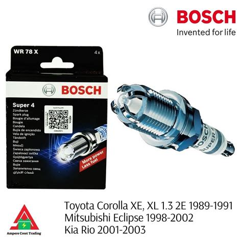 Bosch Super 4 Spark Plug WR78X Set Of 4 For Toyota Corolla 2E NGK