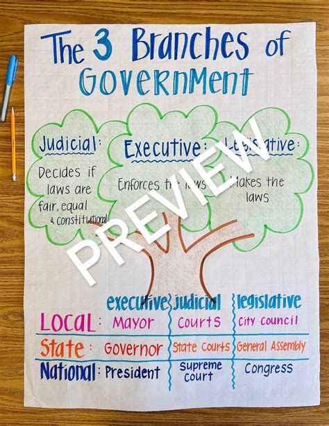 The Branches Of Government Anchor Chart Etsy