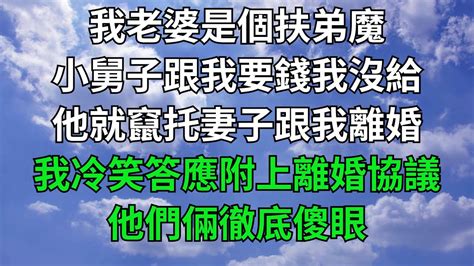 我老婆是個扶弟魔，小舅子跟我要錢我沒給，他就竄托妻子跟我離婚，我冷笑答應附上離婚協議，他們倆徹底傻眼！【一窗昏曉】 落日溫情 情感故事 花開富貴 深夜淺讀 家庭矛盾 爽文 Youtube