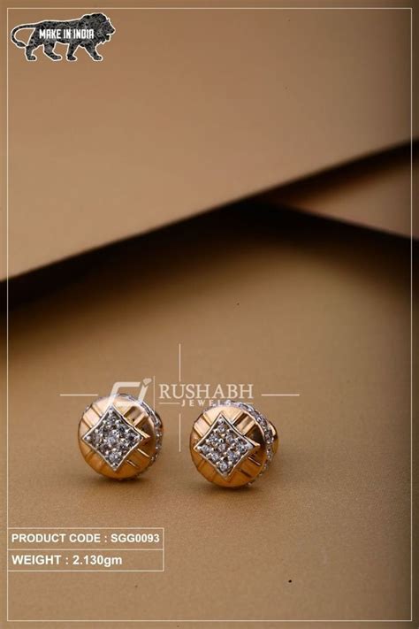 Rose Gold Gents Studs Handmade Gold Jewellery Gold Earrings Designs