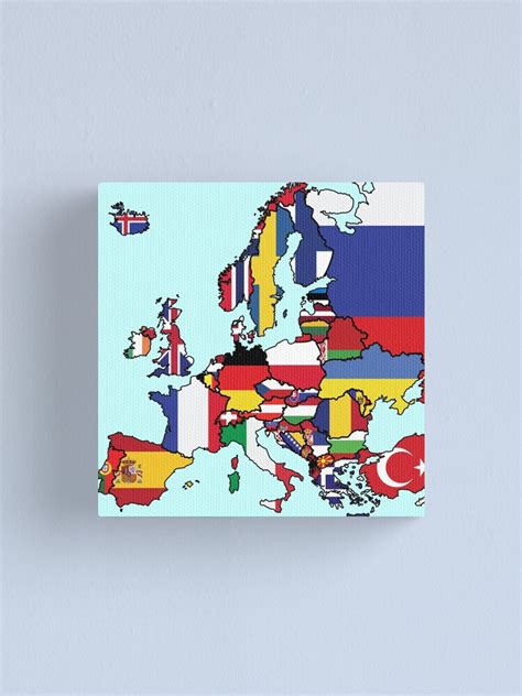 Simple Map Of Europe With Country Flags Canvas Print For Sale By Panostsalig Redbubble