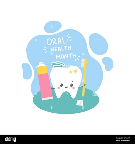 Oral Care Month Teeth Care Vector Illustration Stock Vector Image