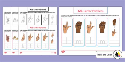 ASL I M Letter Pattern Activities Profesor Hizo Twinkl