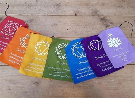 7 Chakras Flags Affirmation Prayer Flags FREE UK SHIPPING Chakras Wall