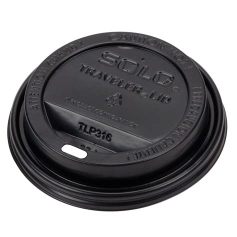 Dart Solo TLB316 0004 Traveler Black Dome Hot Cup Lid With Sip Hole 100 Pack