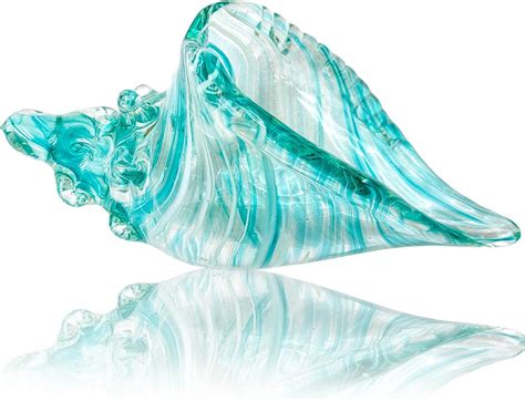 Howfield Hand Blown Glass Conch Home Decor Glass Sea Shells Figurine Art Glass