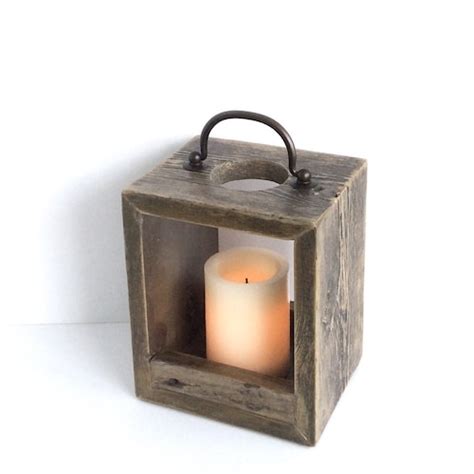 Handmade Large Rustic Wood Candle Holder Lantern 5 Color Etsy