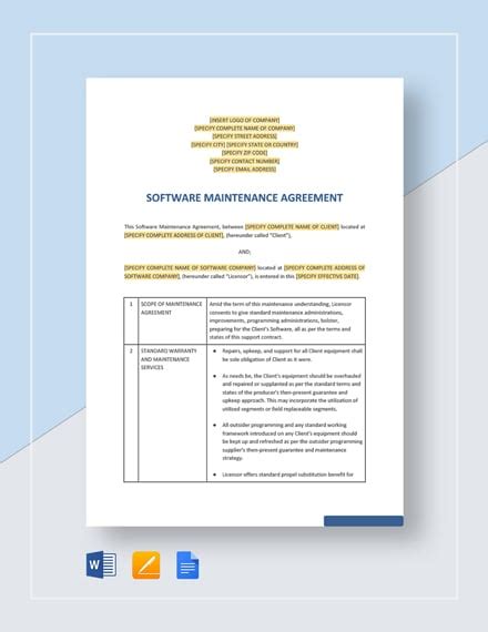 Maintenance Agreement Templates 13 Free Word Pdf Format Download