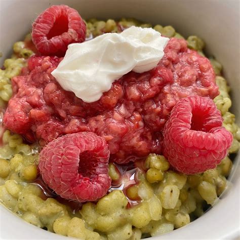 Matcha Raspberry Coix Seed Porridge — Zoey Xinyi Gong