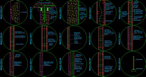 Planos De Detalles De Muros Tipo En DWG 161 97 KB Librería CAD