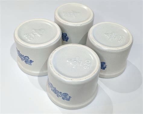 Pfaltzgraff Yorktowne Custard Cups Stoneware Blue Floral Ramekin Baking