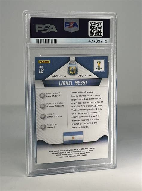 2014 Panini Prizm FIFA World Cup Lionel Messi 12 Base Argentina PSA 9