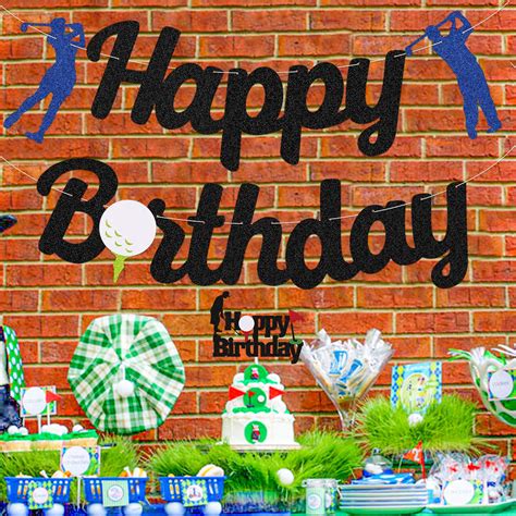 Glitter Golf Birthday Banner Happy Birthday Golf Theme Cake Topper