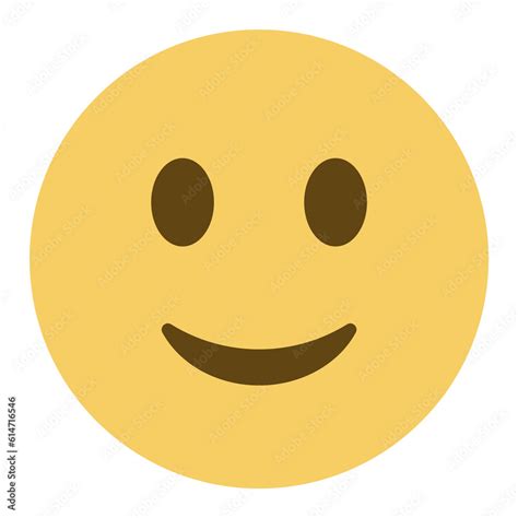 Slightly Smiling Emoji Friendly Emoticon Happy Yellow Face With Simple Closed Vector