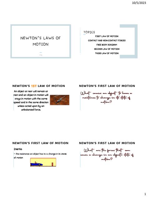 Newtons Laws of Motion SH | PDF