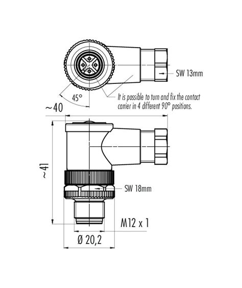 99 0429 52 04 Binder M12 Male Angled Connector Contacts 4 6 0 8 0