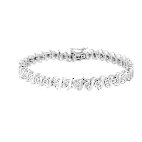 925 Sterling Silver 1 2 Carat Diamond Miracle Set S Link Tennis Bracelet For Sale At 1stdibs