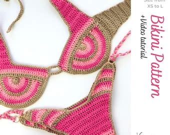 Crochet Bikini PDF Pattern With Hidden Elastic Boho Handmade Top With