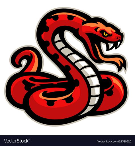 Red Snake Mascot Ready To Attack Royalty Free Vector Image