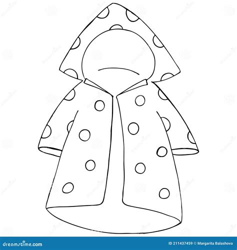 Raincoat, Rain Cape, Vector Black and White Doodle Element, Coloring ...