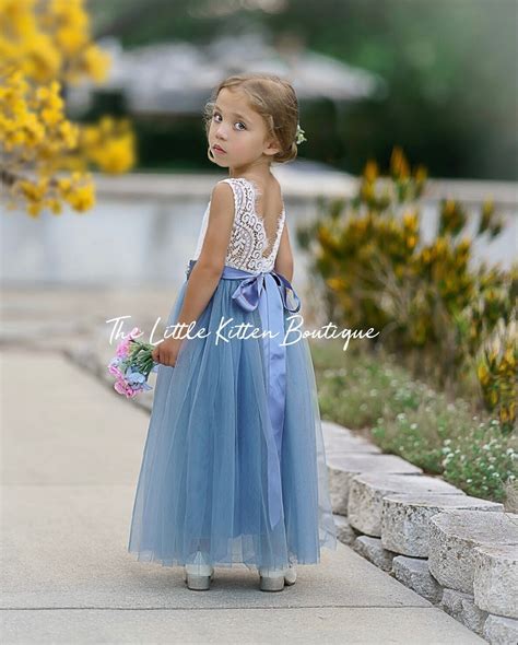 Ivory flower girl dress, tulle flower Girl dress, boho flower girl dress, Rustic lace flower ...