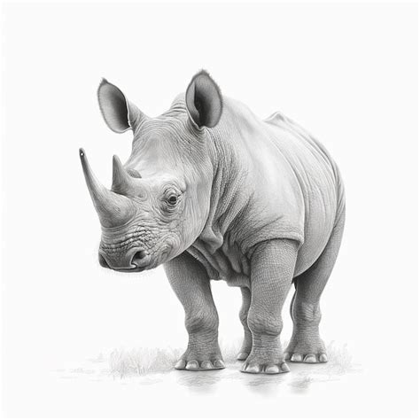 Pencil sketch realistic rhinoceros animal drawing AI Generated ...