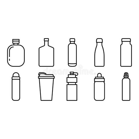 Flask Vector Icon Set Thermos Illustration Sign Collection Bottle