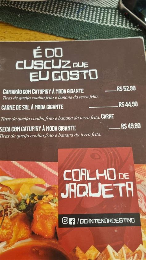 Menu Em RESTAURANTE GIGANTE NORDESTINO SHOPPING BOULEVARD Rio De Janeiro