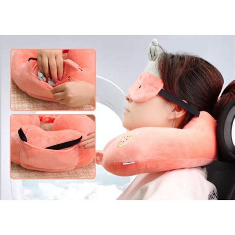 Hot Deal หมอนรองคอ หมอนรองคอลายการตน ผาปดตา หมอนรองคอในรถมชองเกบผาปดตาA2 ราคาถก