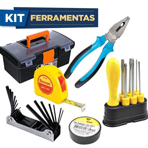 Kit Caixa De Ferramentas Alicate Universal Trena Jogo Chave Allen