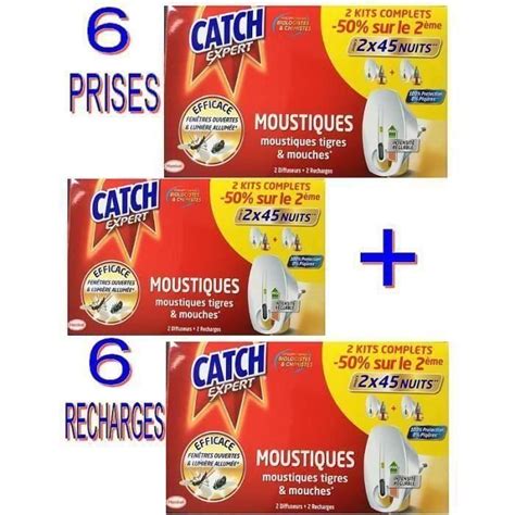 LOT CATCH EXPERT DIFFUSEUR ÉLECTRIQUE MOUSTIQUES MOUCHES 6 prises 6