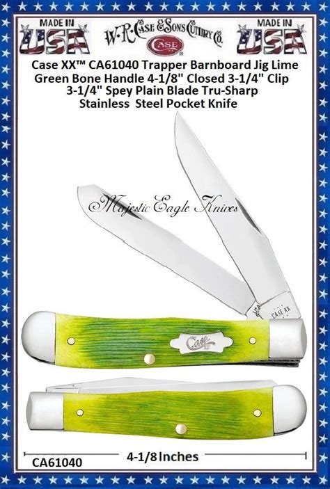 W R Case Sons Cutlery CA61040 Case XX Trapper Barnboard Jig Lime