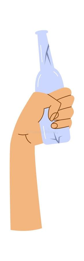 Hand Holding Broken Bottle Stock Vector Illustration Of Holding