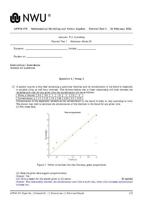 Tutorial Test Memo Appm Mathematical Modelling And Vector