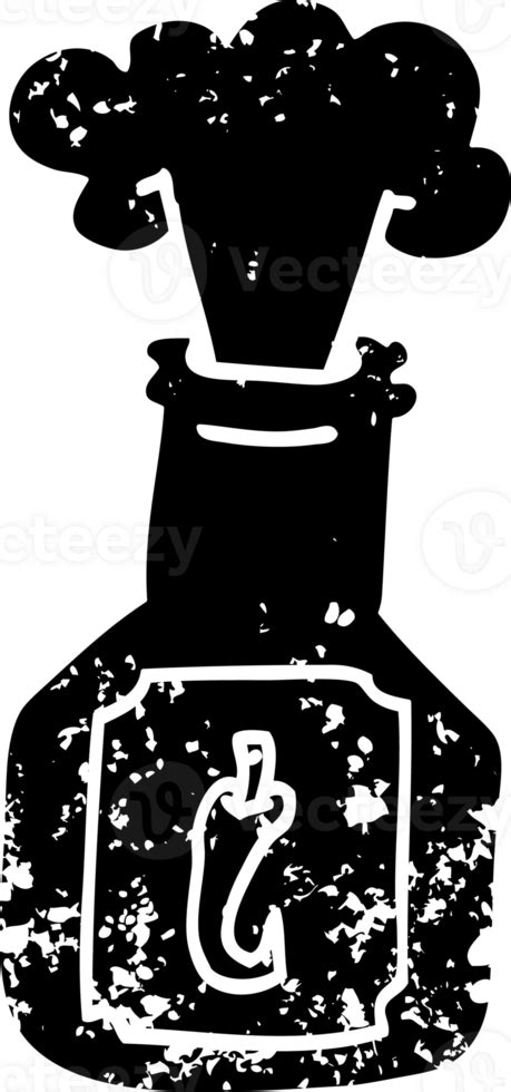Line Drawing Cartoon Hot Chili Sauce Distressed Icon PNG