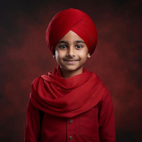 Premium AI Image | A sardar boy proudly wearing a red patka