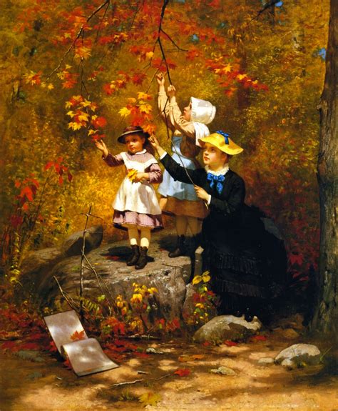 gathering autumn leaves oil painting reproduction