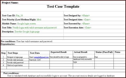 Sample Test Case Template With Test Case Examples - A Better Logic