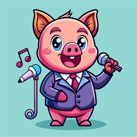 Premium Vector Funny Pig Swine Hand Drawn Flat Stylish Mascot Cartoon