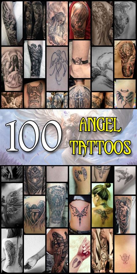 An Image Of Tattoos On The Cover Of A Book With Words That Read 100 Angel