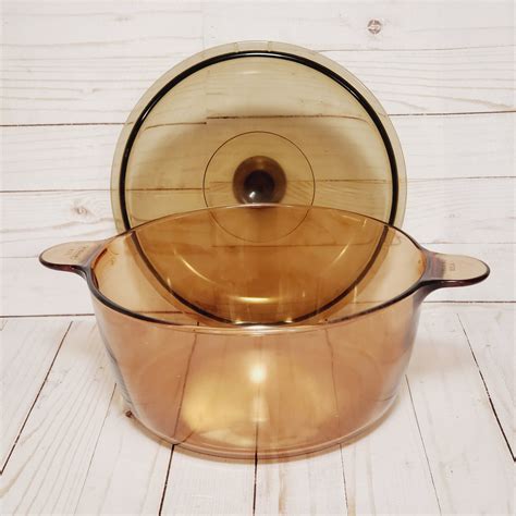 Vintage Pyrex Vision Corning Amber Glass Cookware L Dutch Etsy